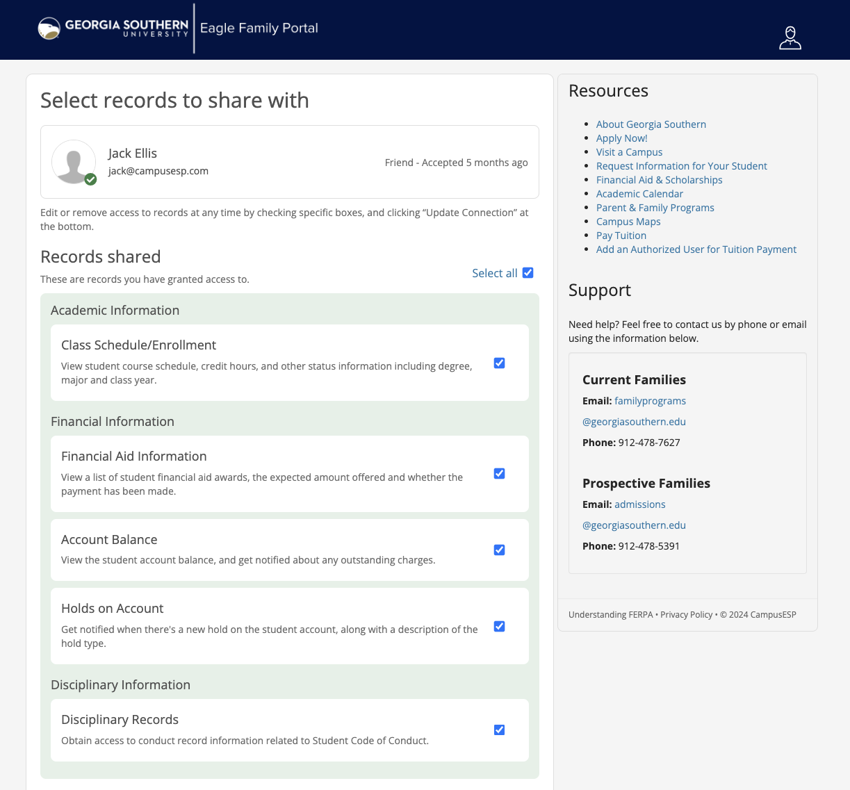 Southern pilots studentinitiated FERPA waivers and grows